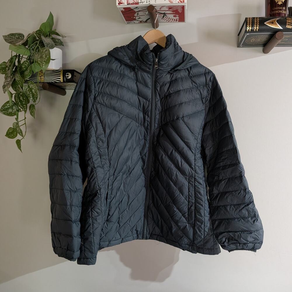 London Fog | Packable Down Coat Dark Navy Teal Hooded Puffer | XXL